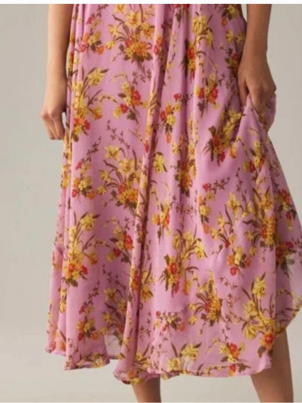 Anthropologie purple chiffon flowy floral maxi skirt ladies size 10 - Picture 9 of 10